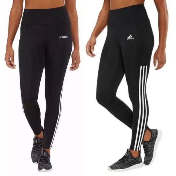 Adidas - 3 Stripe 7/8 Running Tights Leggings ED6990 | Black & White | Small - Picture 10 of 11